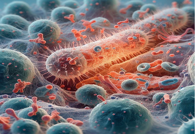 Immune cells attacks bacteria